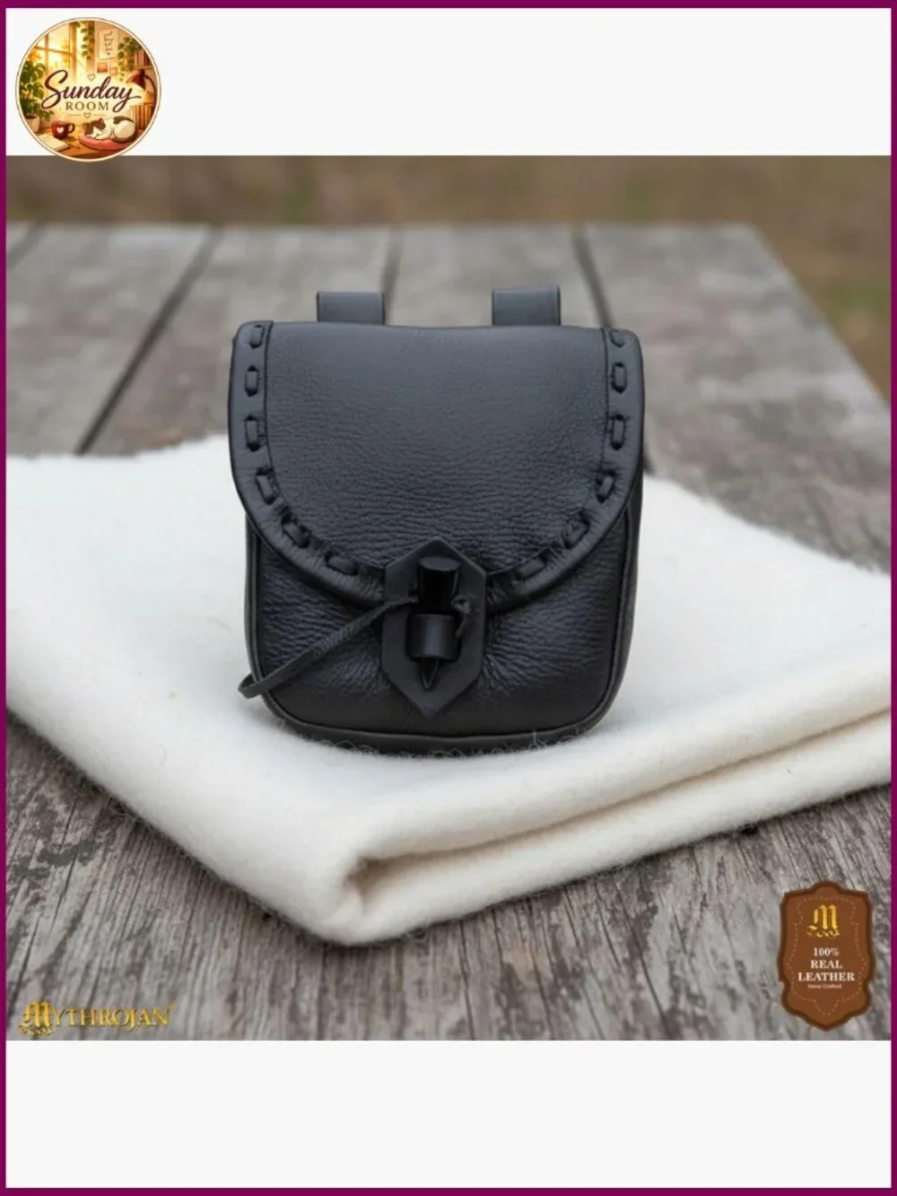Genuine Leather Medieval Belt Pouch LARP Costume Accessory